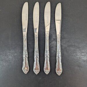 Hanford Forge Stainless Steel Dinner Knives Floral Design Set of 4